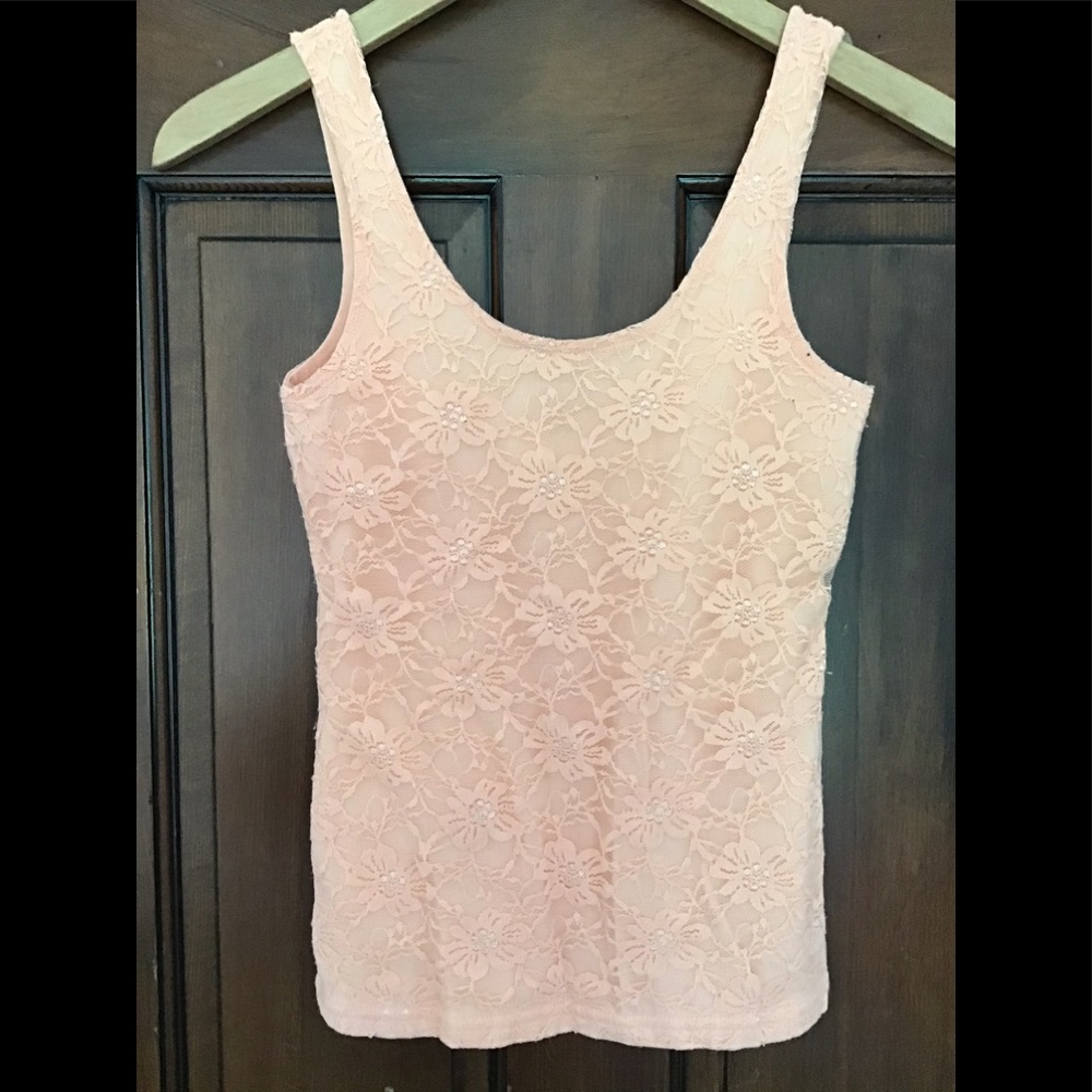 Coral lace tank top